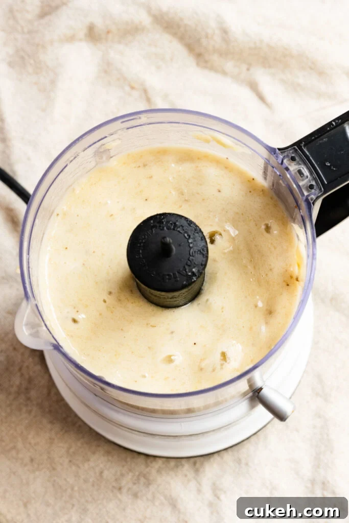 Blended bananas in a food processor.