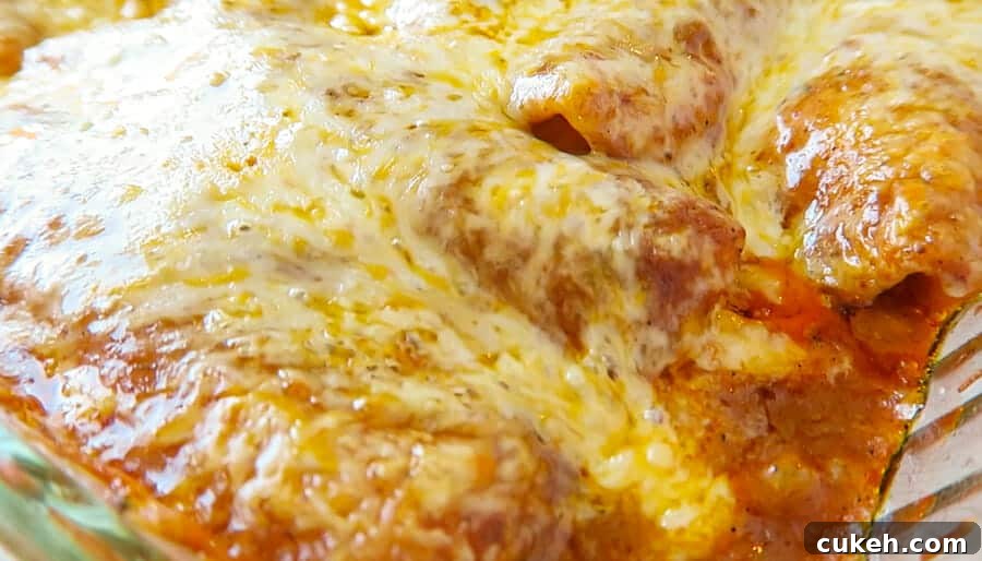 Easy baked red chicken enchiladas straight out of the oven