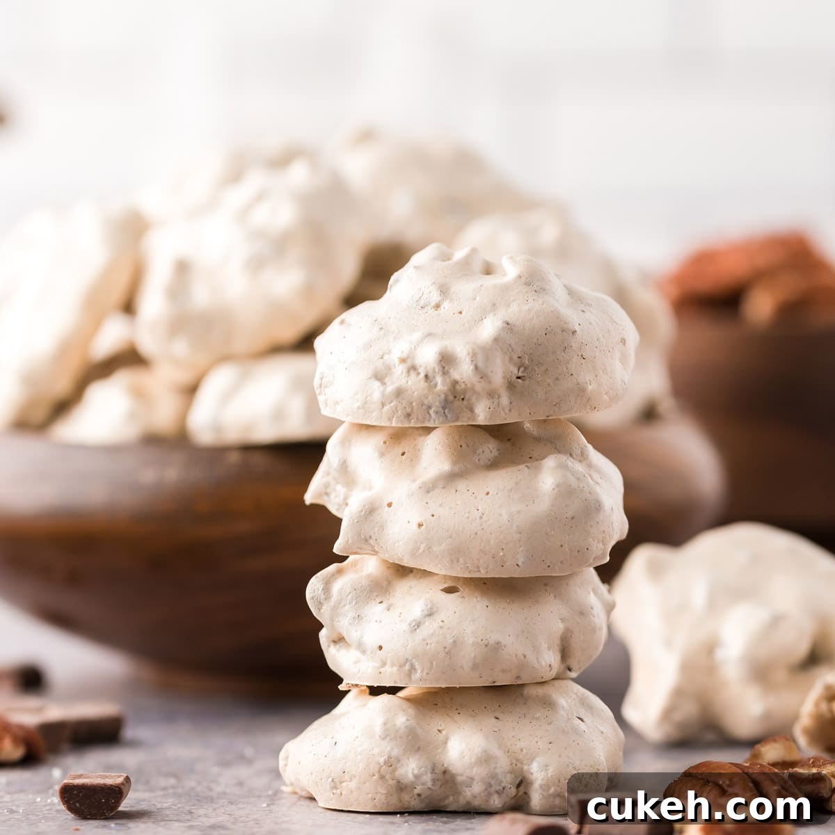 Stack of meringue cookies. A stack of forever cookies.