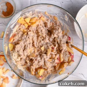 Dough after mixing in apples