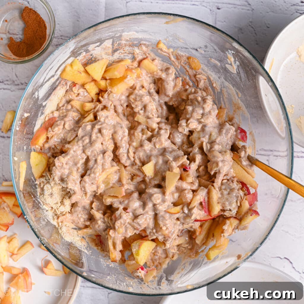 Dough after mixing in apples