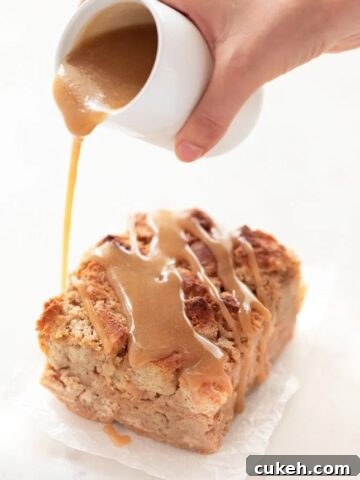 Photo of bread pudding with sugar glaze
