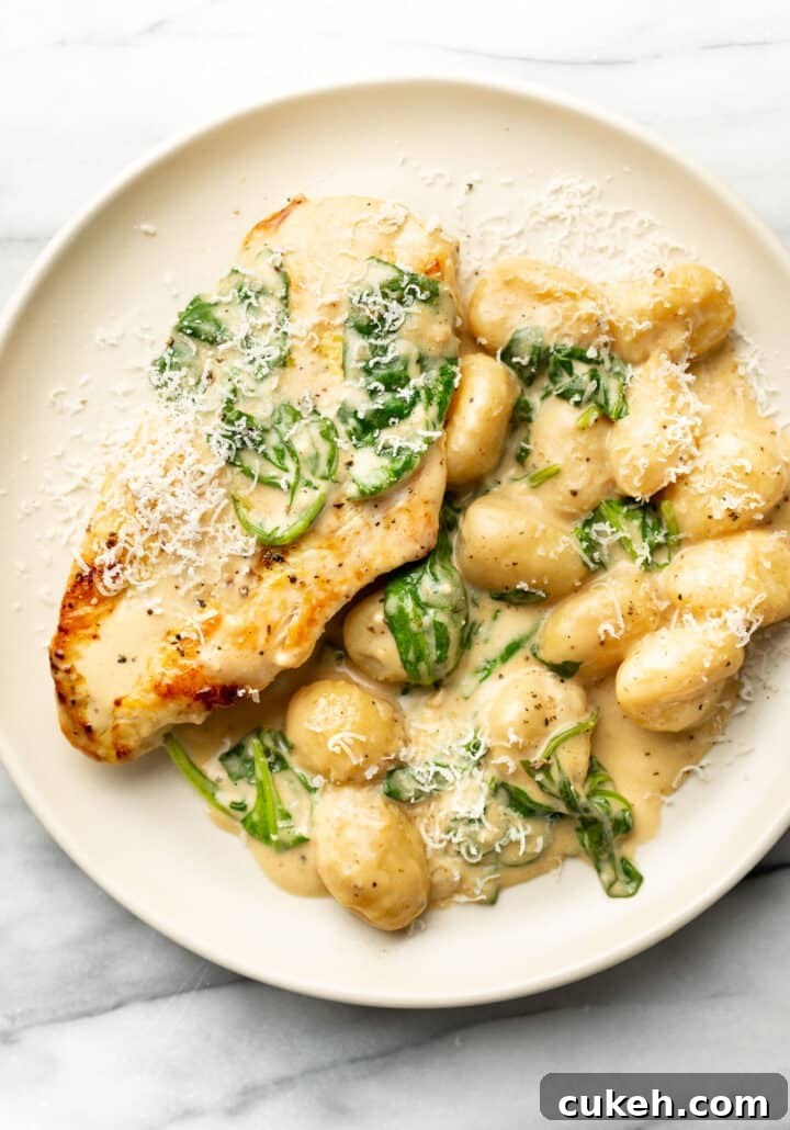 Creamy Lemon Chicken Gnocchi Recipe for Weeknight Dinners 6 a plate with lemon chicken gnocchi