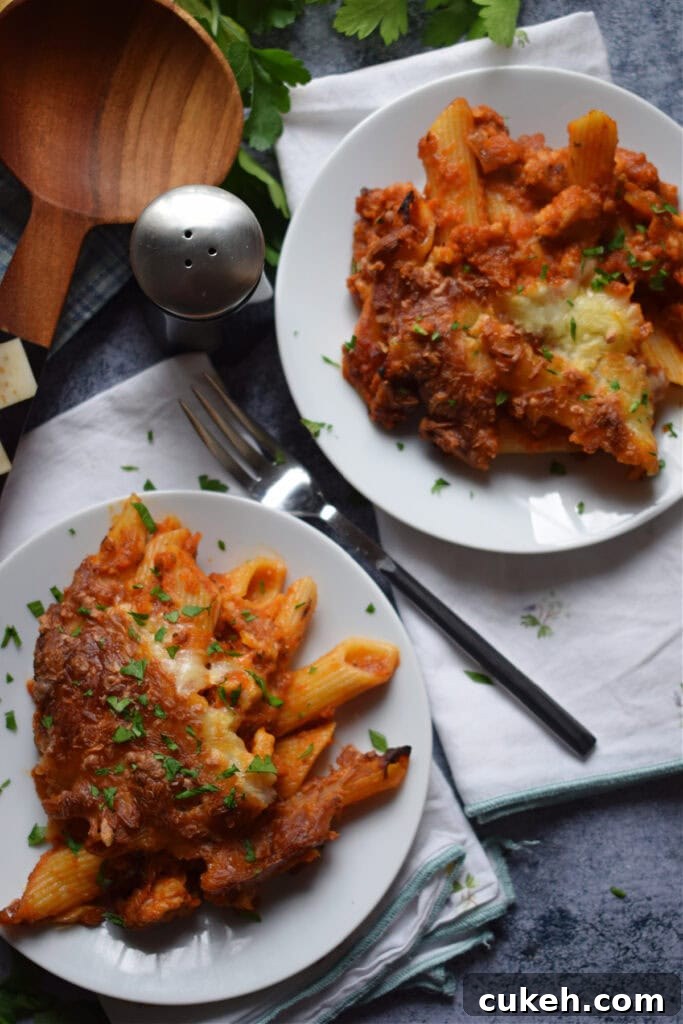 Pasta on white plates.