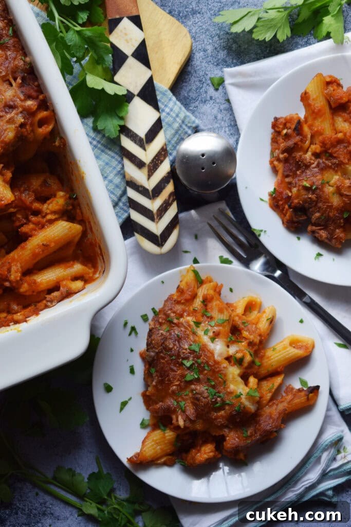 Ground turkey pasta on plates.