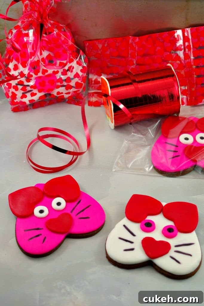 Cat Cookies - Valentine's Day Chocolate Sugar Cookies