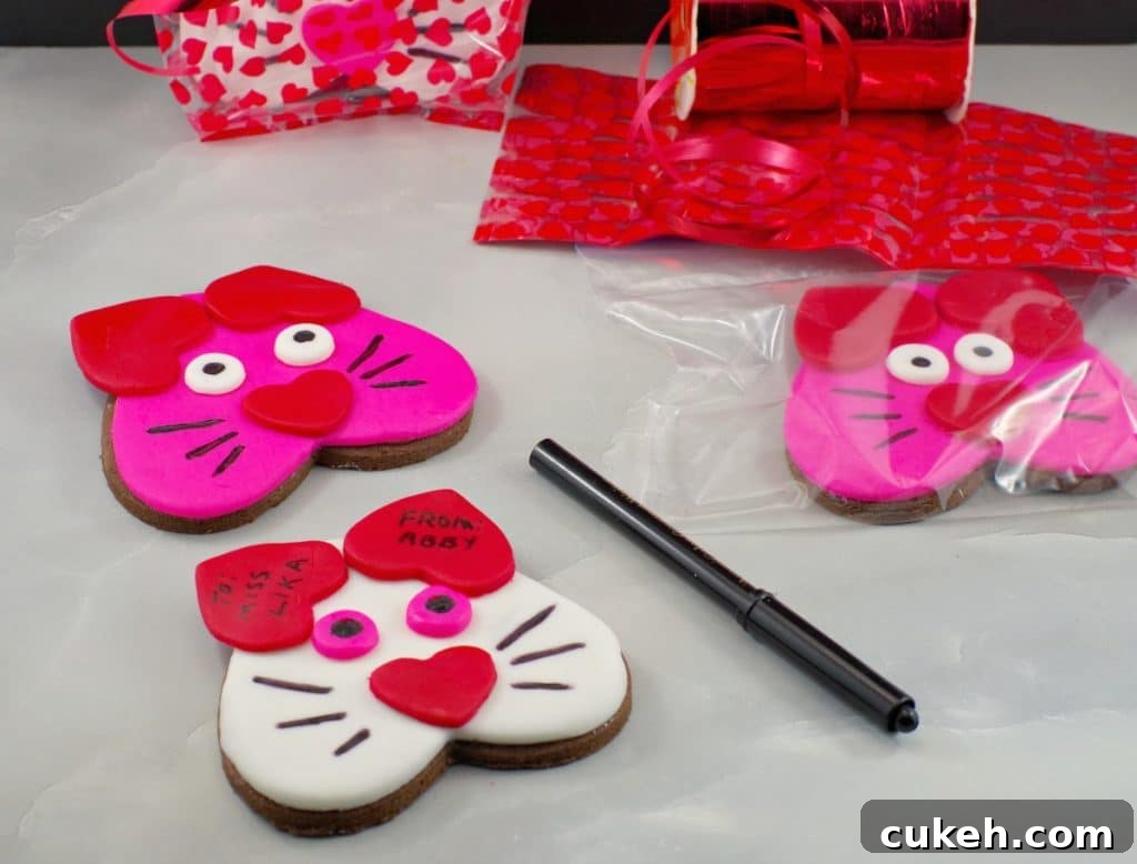 Cat Cookies - heart-shaped edible Valentine