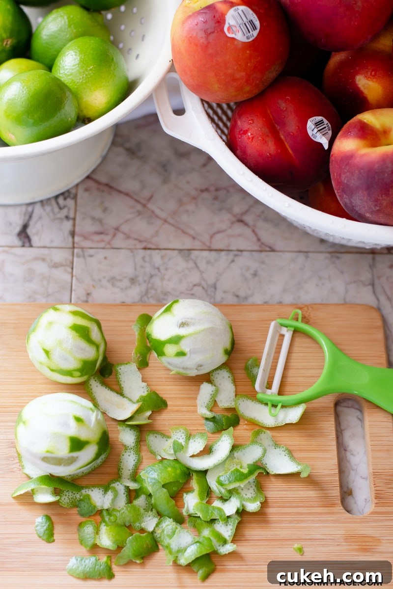 How to peel limes and cut lime zest for chutneys and marmalade recipes.