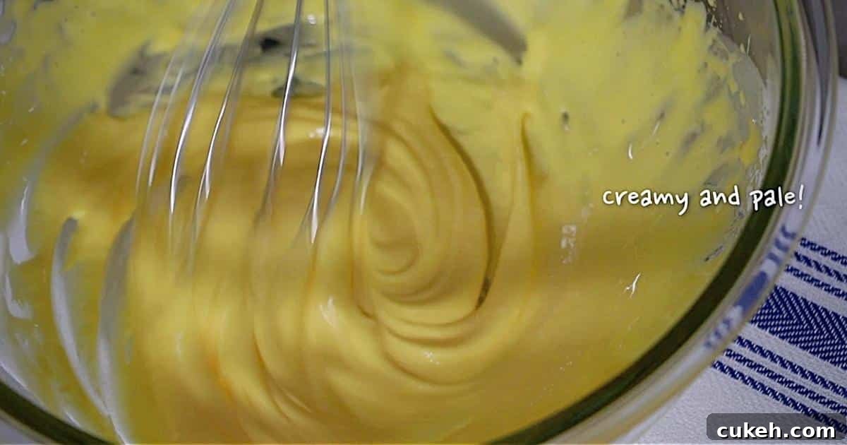 whipped yolks in a bowl