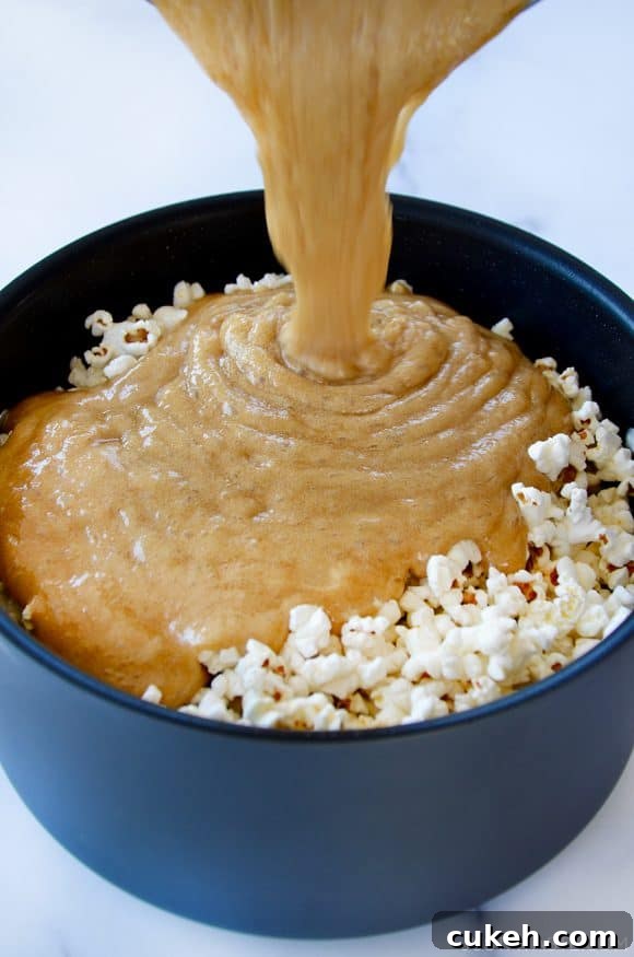 Homemade Caramel Corn Recipe for Perfect Crunch 4 Homemade caramel over freshly popped popcorn