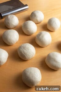 Balls of bread dough