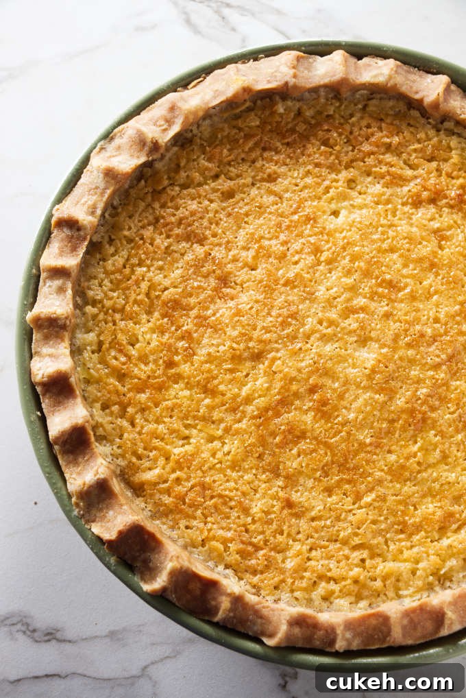 A freshly baked coconut pie.