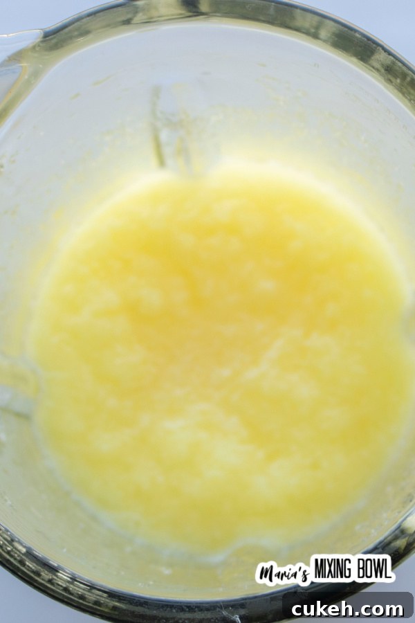 Overhead shot of slush mixture in blender