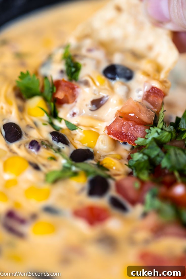 cowboy queso with cream cheese close up