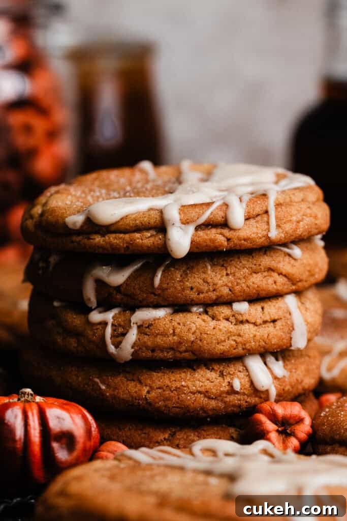 A stack of chewy pumpkin cookies.