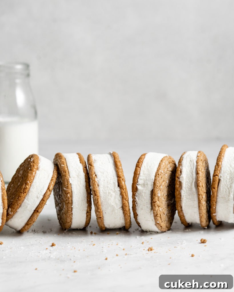 SunButter Cookie Ice Cream Sandwiches using soft sunbutter cookies and vanilla ice cream