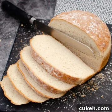 British white cob loaf being sliced
