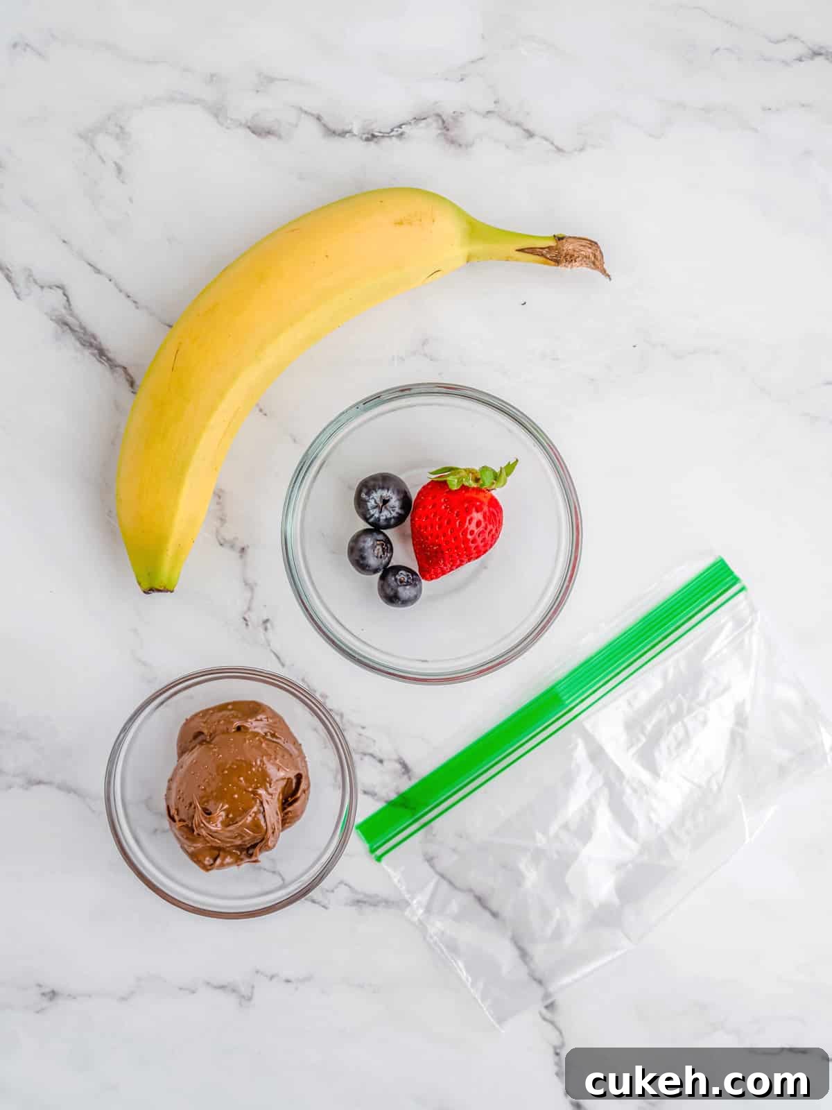 Bunny Pancake ingredients in clear glass bowls