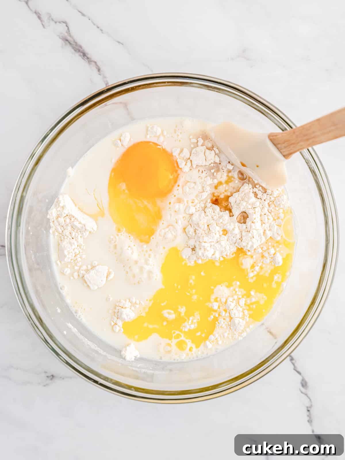 mix together pancake batter