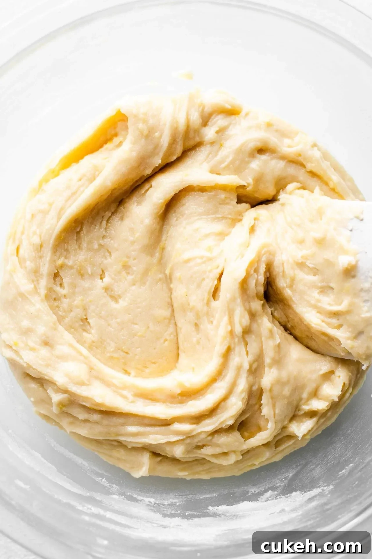 lemon cookie cake batter in bowl