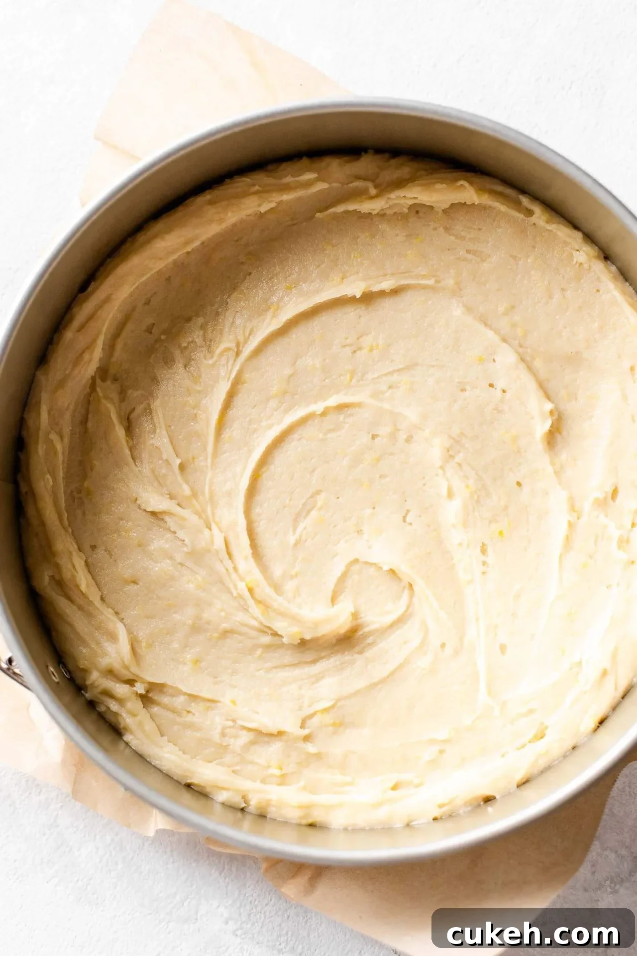 lemon cookie cake batter in pan