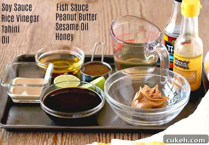 Ingredients to make Peanut Sesame Dressing.