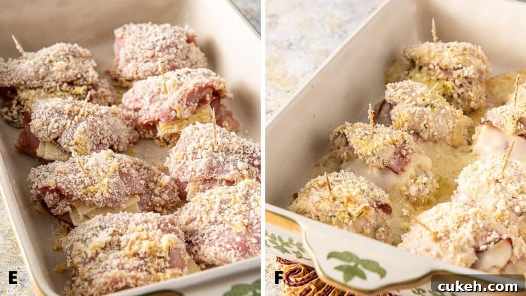 Crispy Baked Chicken Cordon Bleu Recipe for Weeknight Dinners 7 Battered chicken and then baked in a baking dish