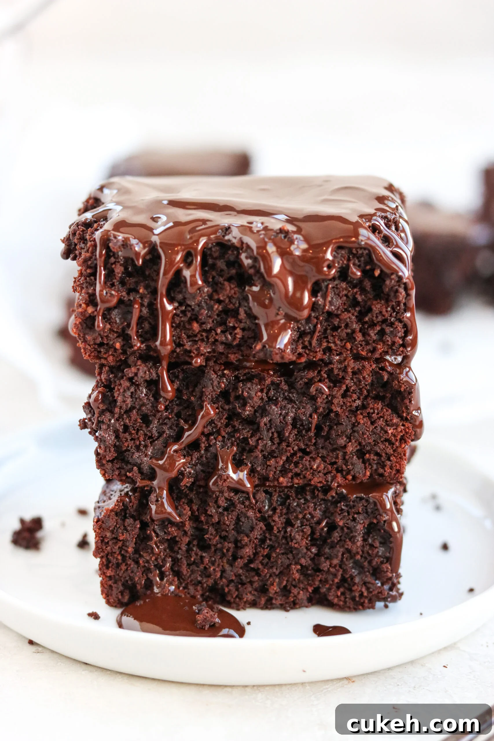 a stack of Double Chocolate Thin Mint Brownies