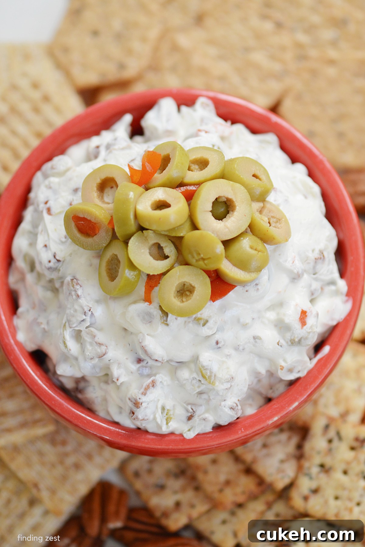 If you love olives, you'll love this cream cheese dip with olives and pecans! Serve it with your favorite crackers or bread and watch it disappear! 