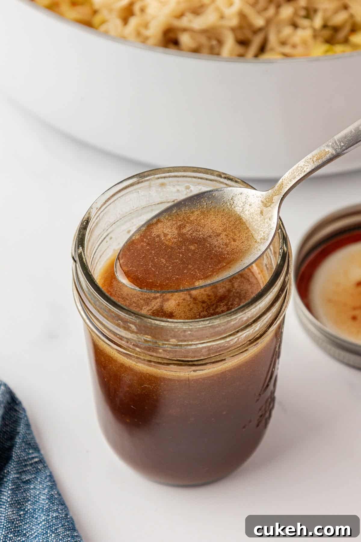 stir fry sauce in a mason jar