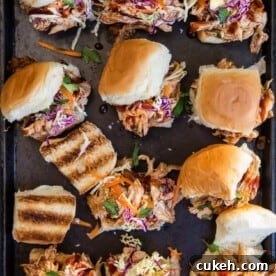 Easy BBQ Chicken Sliders on a sheetpan