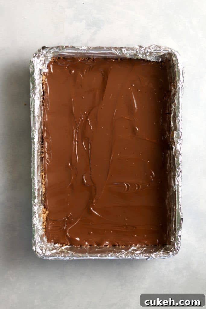 melted chocolate layer