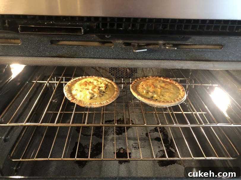 quiches cooking in oven