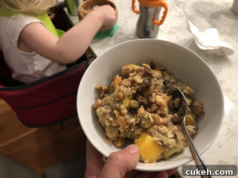 oatmeal with frozen mango chia seeds walnuts