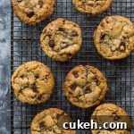 Vegan chocolate chip cookies - crispy round the edges, chewy in the middle, loaded with chocolate chips and really easy to make; these cookies will become your new favourite recipe!
