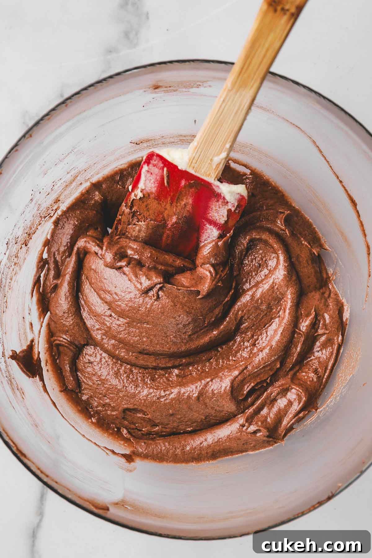Marble Cupcakes Recipe: Swirled Chocolate-Vanilla Cupcakes 6 mixing bowl with chocolate cupcake batter
