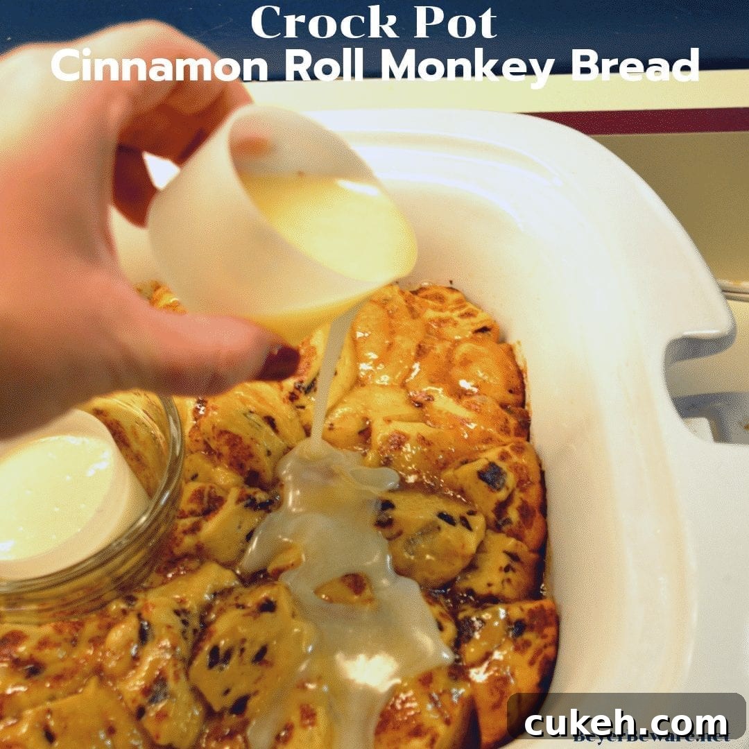 Pour the icing over the monkey bread right before serving for a glossy finish.
