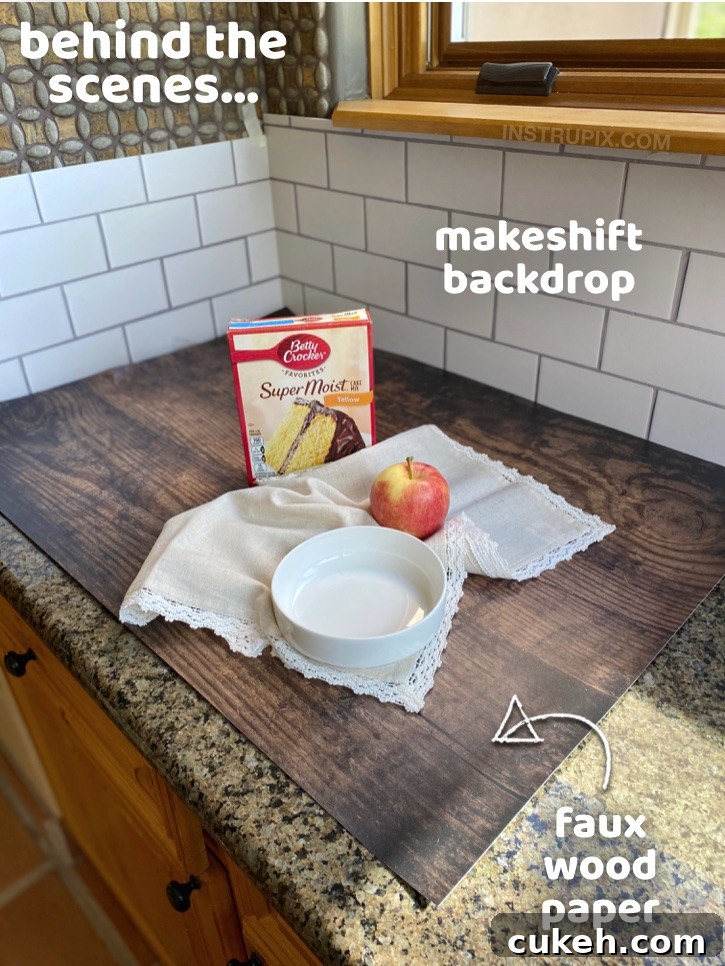 Behind the scenes photo of the recipe shoot.