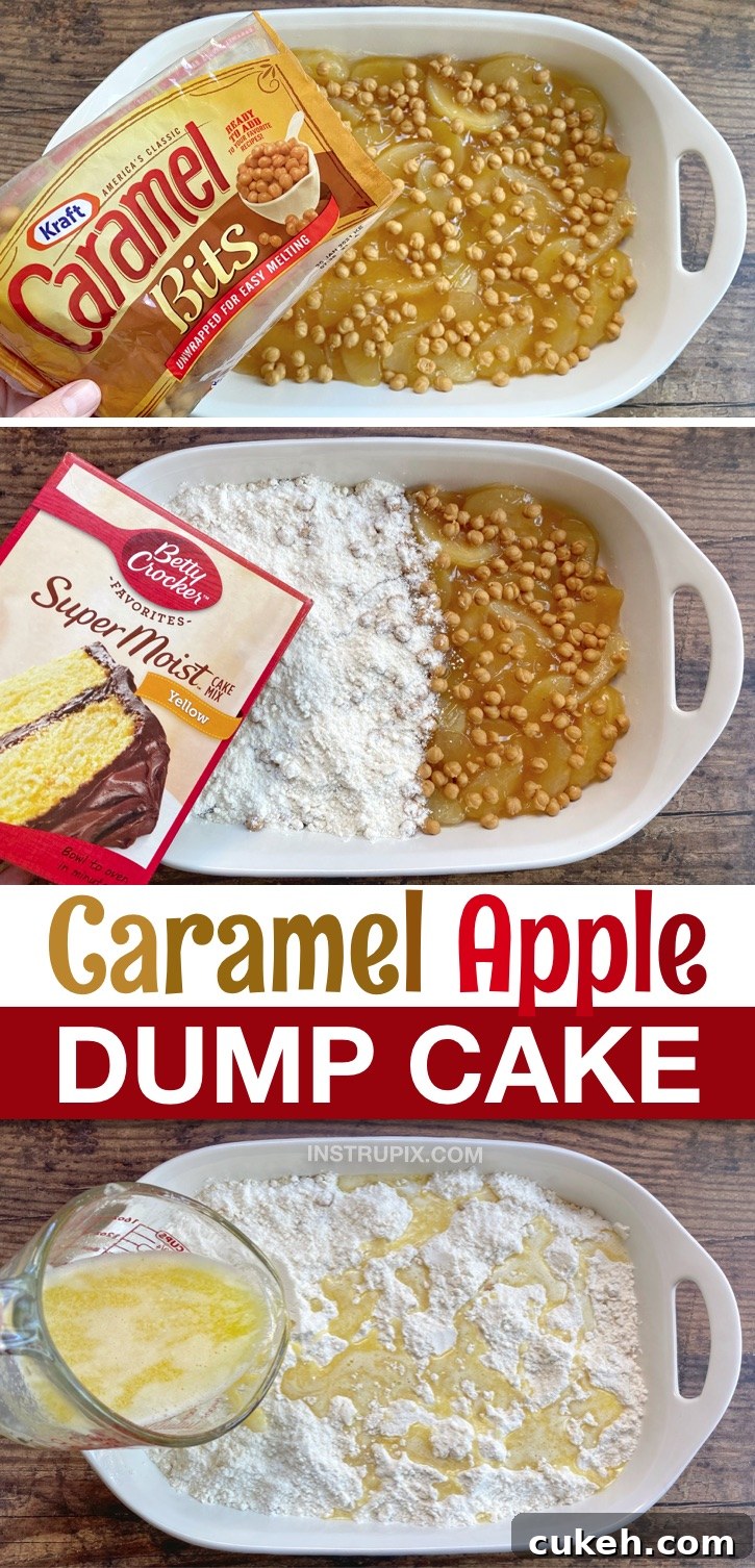 Another view of the caramel apple dump cake.