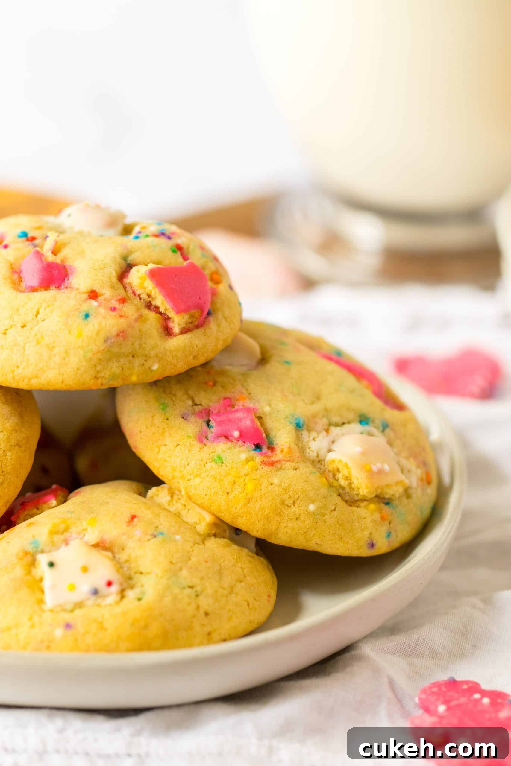 circus animal cookies piled on a white plate