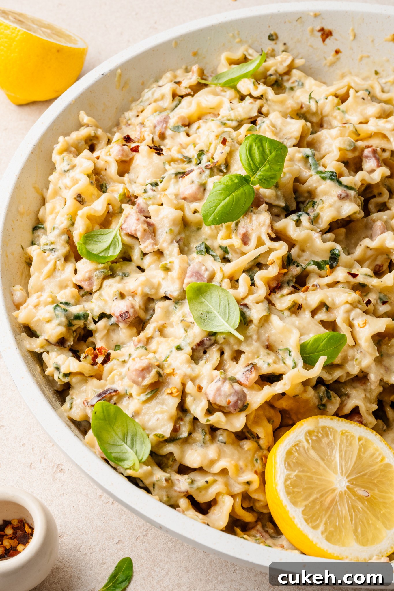 Zucchini lemon pasta serving