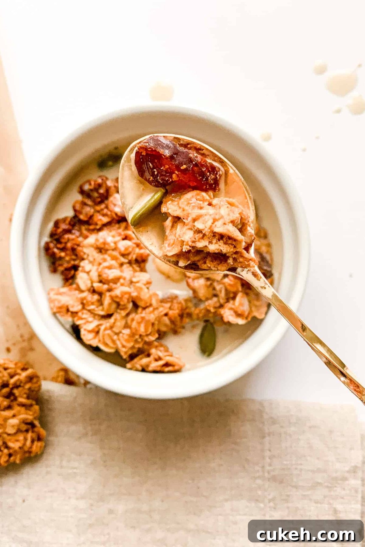 Food Photography Bowl of Healthy Crunchy Homemade Granola for Breakfast for Food Blog
