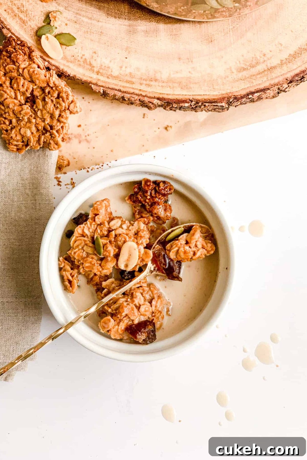 Food Photography Bowl of Healthy Crunchy Homemade Granola for Breakfast for Food Blog