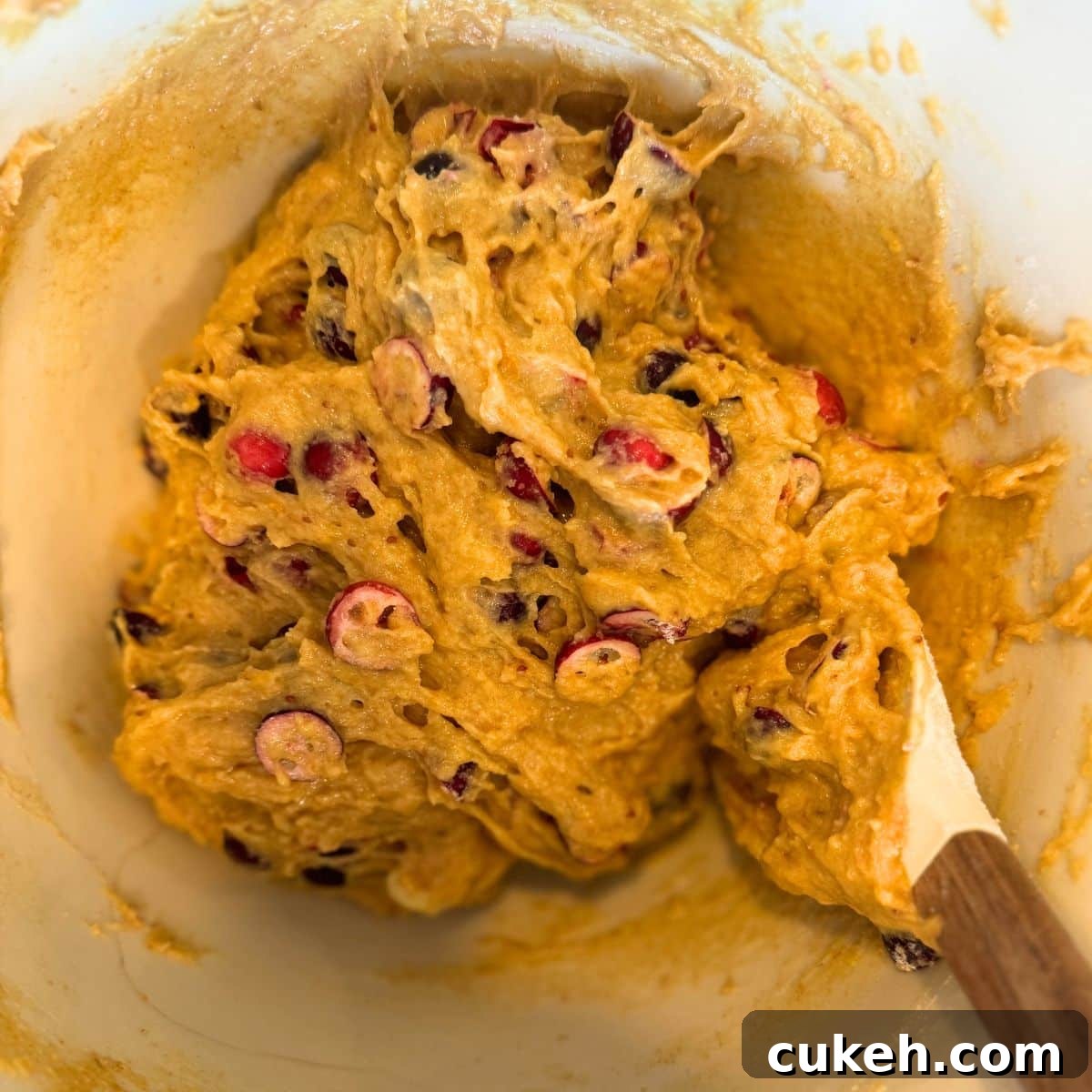 cranberries folded into batter
