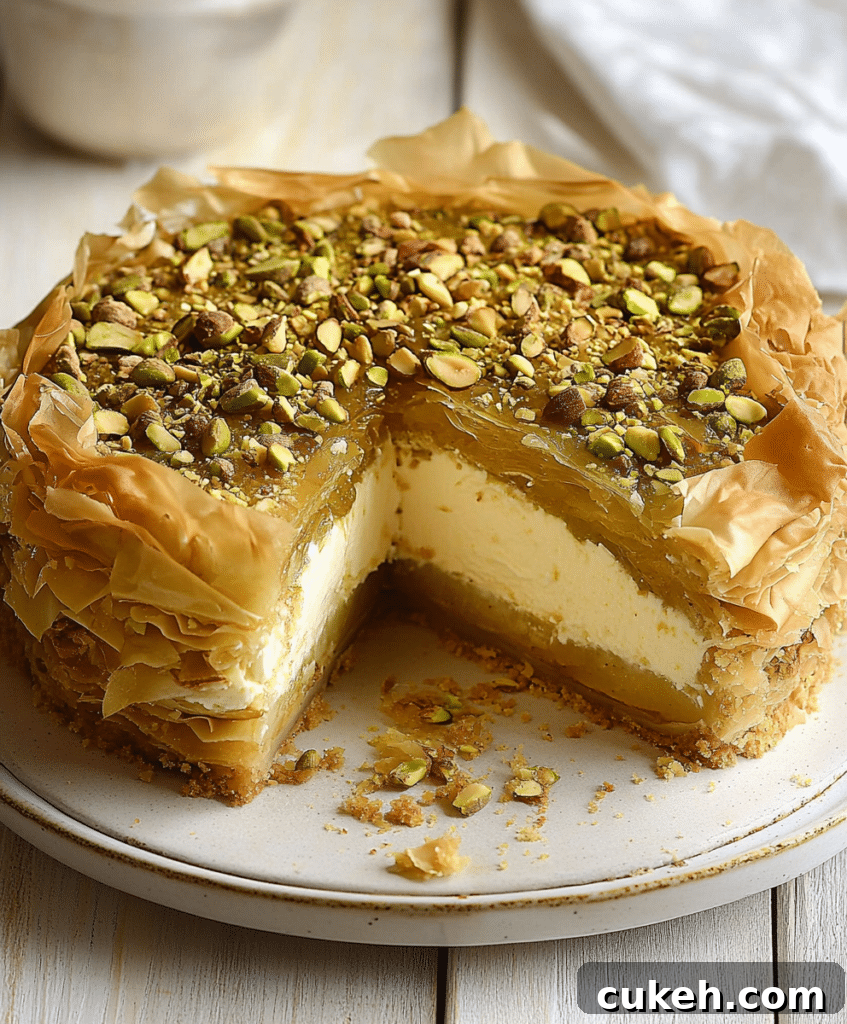 Honey Pistachio Baklava Cheesecake