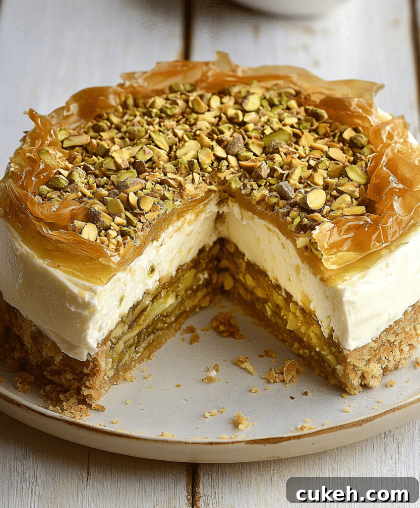 Honey Pistachio Baklava Cheesecake