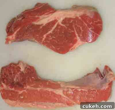 Split the chuck roast along the fat seam for beef with artichokes moschari-me-agkinares
