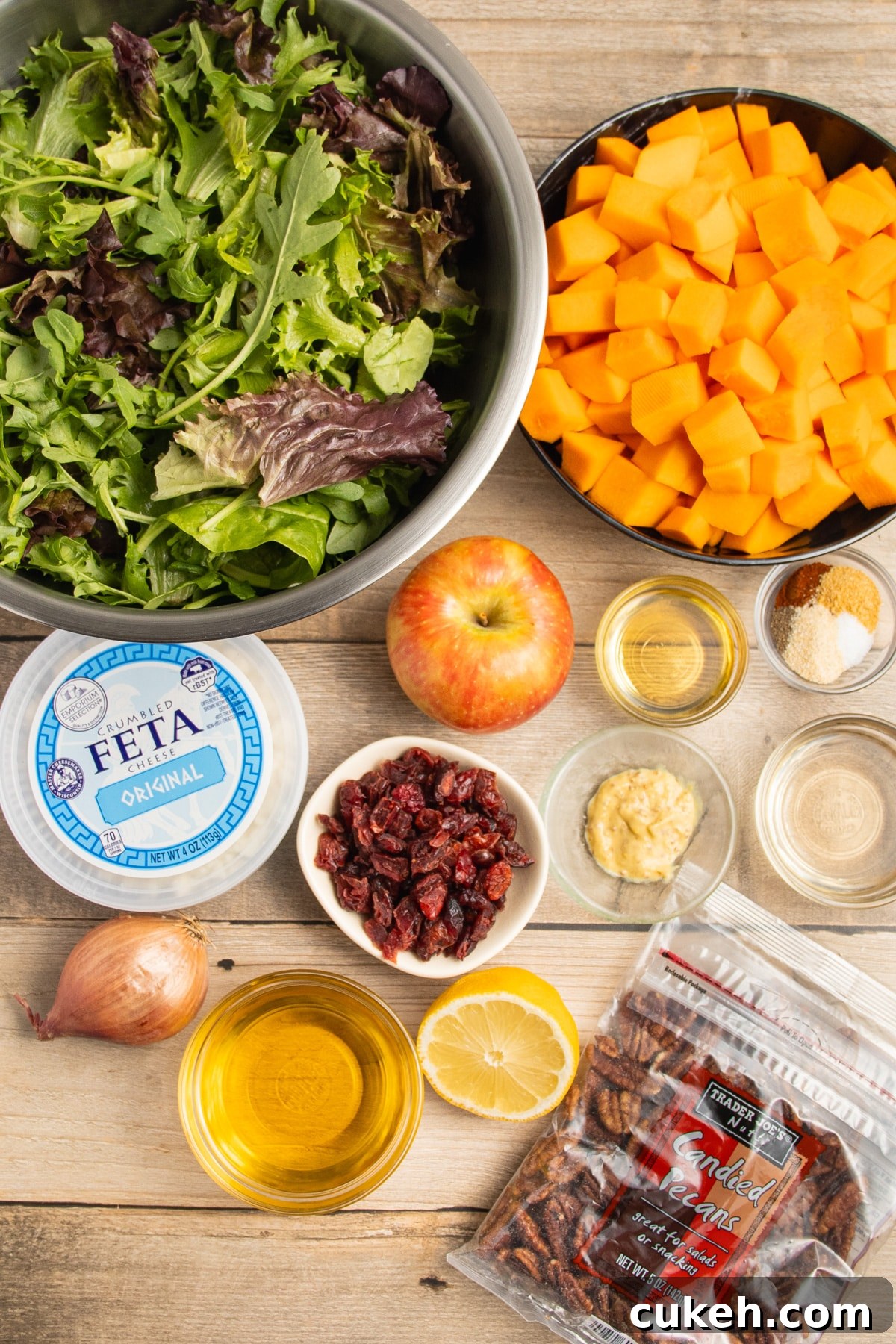 This is a picture of all the ingredients used to make this fall salad.