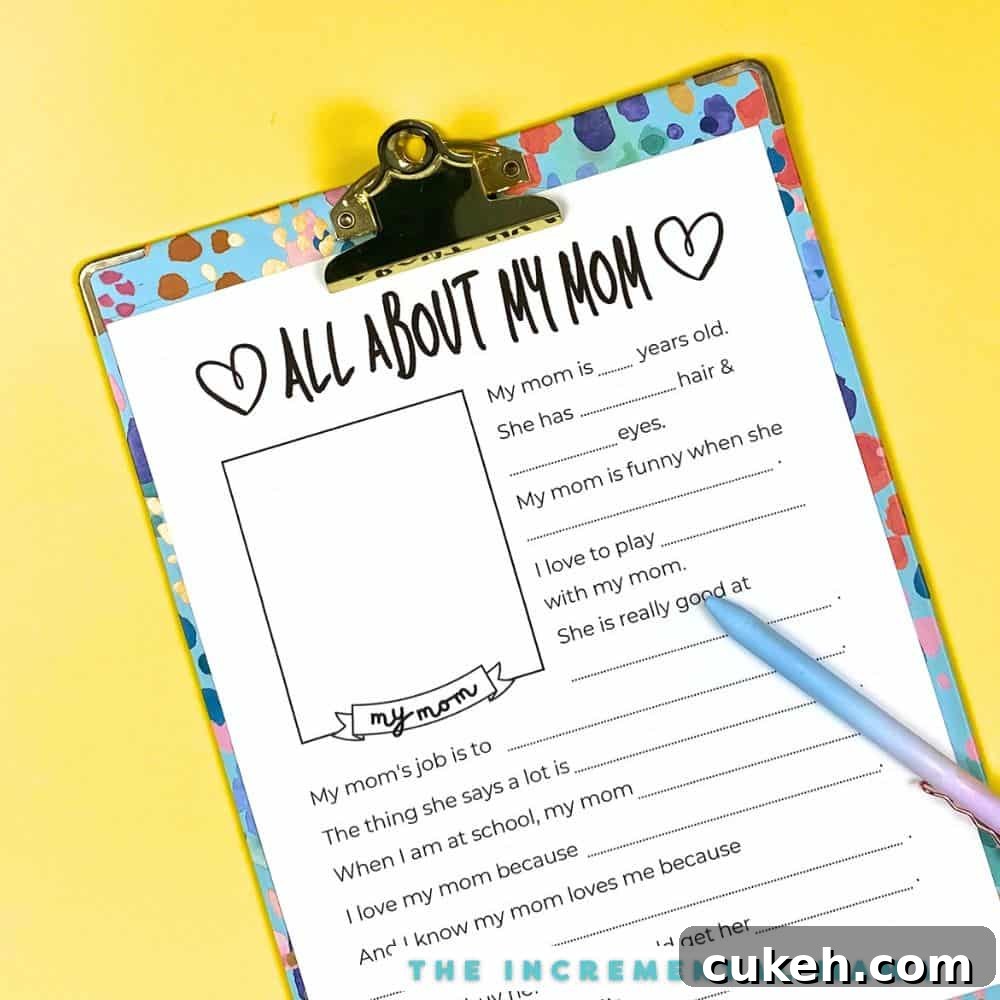 mother's day questionnaire printable