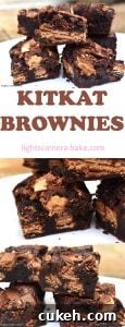 KitKat Brownies are rich and fudgy brownies filled with copious amounts of KitKats. We have two full KitKat blocks running throughout these brownies! #kitkats #kitkatbrownies #fudgybrownies